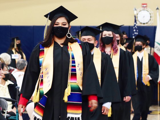 Lemoore Middle College High School grads end their unusual year on high note Lemoore Middle College High School grads march into the West Hills Golden Eagle Arena Friday night for their graduation ceremony.